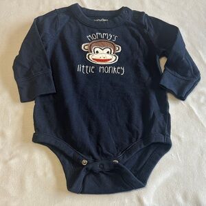 GAP - Navy Blue Baby Onesie with Monkey Design